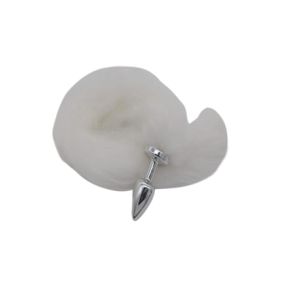Plug de Plástico P Less Cromado Com Cauda (HA168C) - Branco - Revender Sex Shop- Sex Shop discreta em BH