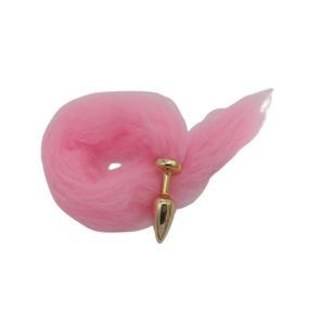 Plug de Plástico P Dourado Com Cauda (HA168D) - Rosa - Revender Sex Shop- Sex Shop discreta em BH