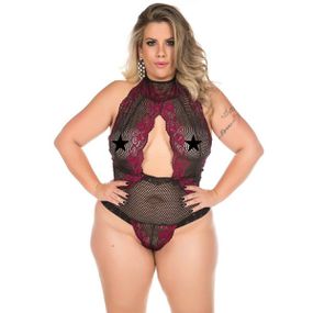 *Body Luxúria Plus Size (PS2056) - Rosa c/ preto - Revender Sex Shop com menor preço de BH