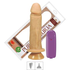 Prótese 17x14cm Com Vibro e Ventosa (PV021-SF05) - Bege - Revender Sex Shop- Sex Shop discreta em BH