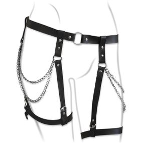 *Cinta Liga Com Corrente Harness 50 Tons (T013) - Preto - Revender Sex Shop- Sex Shop discreta em BH