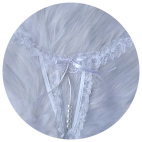 *Calcinha Fio Dental Com Pérola 50 Tons (TO005) - Branco - Revender Sex Shop com menor preço de BH