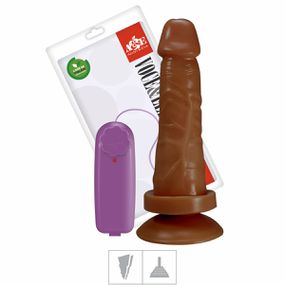 Prótese 15x14cm Com Vibro e Ventosa (ADAO34) - Marrom - Revender Sex Shop- Sex Shop discreta em BH