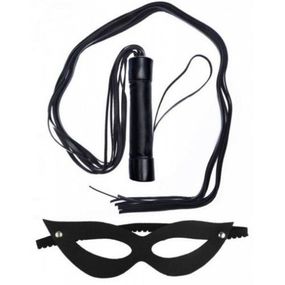 *Chicote 80cm + Máscara Dominatrixxx (DX771) - Preto - Revender Sex Shop- Sex Shop discreta em BH