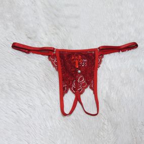 *Calcinha Pingente Pérola (MCA0411) - Vermelho - Revender Sex Shop com menor preço de BH