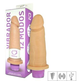 Prótese 14x15cm Com Vibro Recarregável (PCR010) - Bege - Revender Sex Shop- Sex Shop discreta em BH