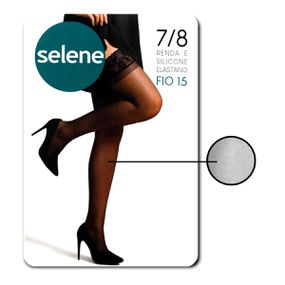 Meia 7/8 Com Renda e Silicone Selene (ST253) - Branco - Revender Sex Shop- Sex Shop discreta em BH