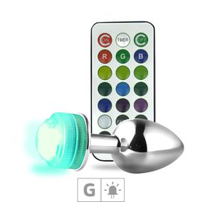 Plug de Metal G Com Led e Controle SI (7032) - Cromado - Tabuê Sex shop atacado - Produtos eróticos com preços de fábrica.