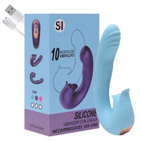 Vibrador De Ponto G e Clitóris Recarregável SI (7214) - Azul... - Tabuê Sex shop atacado - Produtos eróticos com preços de fábrica.