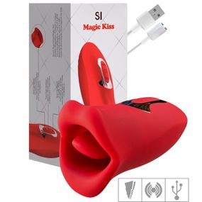 Vibrador Recarregável Formato de Boca SI (7924) - Vermelho - Tabuê Sex shop atacado - Produtos eróticos com preços de fábrica.