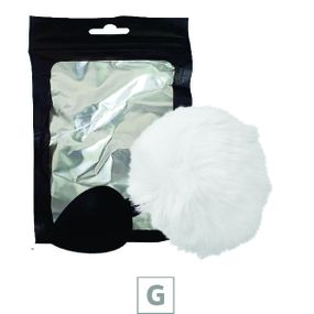 Plug de Silicone G Preto Com Pom Pom SI (8642) - Branco - Tabuê Sex shop atacado - Produtos eróticos com preços de fábrica.