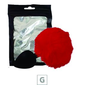 Plug de Silicone G Preto Com Pom Pom SI (8642) - Vermelho - Tabuê Sex shop atacado - Produtos eróticos com preços de fábrica.