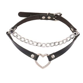Coleira Choker Com Coração e Corrente SI (9673) - Preta - Tabuê Sex shop atacado - Produtos eróticos com preços de fábrica.