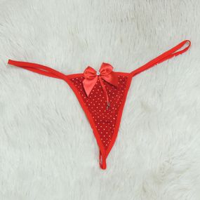 *Calcinha Pua (CF622) - Vermelho C/ Branco - Tabuê Sex shop atacado - Produtos eróticos com preços de fábrica.