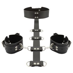 *Coleira Com Restrição De Pulso Dominatrixxx (DX1792) - Pret... - Tabuê Sex shop atacado - Produtos eróticos com preços de fábrica.