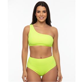 *Conjunto Hot Pants Neon Ombro (FR5865) - Verde Limão - Tabuê Sex shop atacado - Produtos eróticos com preços de fábrica.