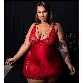 Camisola em Cetim e Renda Plus Size (GV681) - Vermelho - Tabuê Sex shop atacado - Produtos eróticos com preços de fábrica.