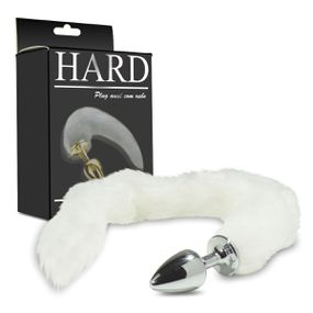 Plug de Metal Cromado Com Cauda Hard (HA116C) - Branco - Tabuê Sex shop atacado - Produtos eróticos com preços de fábrica.