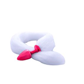 Plug de Meta Rosa Com Cauda Hard (HA116R) - Branco - Tabuê Sex shop atacado - Produtos eróticos com preços de fábrica.