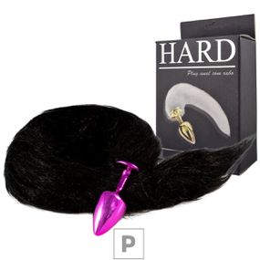Plug de Metal Rosa Com Cauda Hard (HA116R) - Preto - Tabuê Sex shop atacado - Produtos eróticos com preços de fábrica.