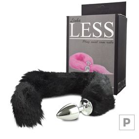 Plug de Plástico P Less Cromado Com Cauda (HA168C). - Preto - Tabuê Sex shop atacado - Produtos eróticos com preços de fábrica.