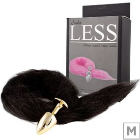 *Plug de Plástico M Less Dourado Com Cauda (HA169D) - Preto - Tabuê Sex shop atacado - Produtos eróticos com preços de fábrica.