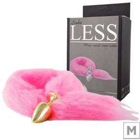 *Plug de Plástico M Less Dourado Com Cauda (HA169D) - Rosa - Tabuê Sex shop atacado - Produtos eróticos com preços de fábrica.