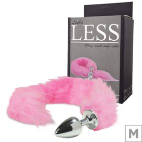 Plug de Plástico M Less Cromado Com Cauda(HA169C) - Rosa - Tabuê Sex shop atacado - Produtos eróticos com preços de fábrica.