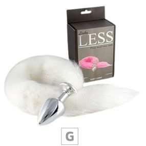 Plug de Plástico G Less Cromado Com Cauda (HA170C). - Branco - Tabuê Sex shop atacado - Produtos eróticos com preços de fábrica.