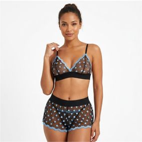 Conjunto Coração Com Sainha (ID1118) - Preto c/ Azul - Tabuê Sex shop atacado - Produtos eróticos com preços de fábrica.