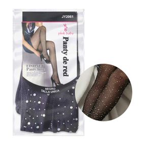 *Meia Calça Arrastão Com Strass (JY2061) - Preta - Tabuê Sex shop atacado - Produtos eróticos com preços de fábrica.
