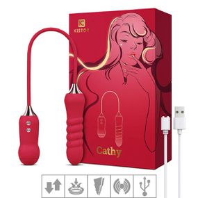 *Vibrador Recarregável Vai e Vem Cathy (KT039) - Vermelho - Tabuê Sex shop atacado - Produtos eróticos com preços de fábrica.
