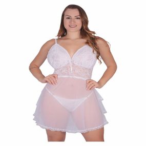 *Camisola Vivi Plus Size (LK597P) - Branco - Tabuê Sex shop atacado - Produtos eróticos com preços de fábrica.