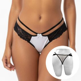 Calcinha Com Duas Alça (LS5020) - Branco c/ Preto - Tabuê Sex shop atacado - Produtos eróticos com preços de fábrica.