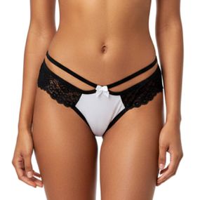 Calcinha Com Duas Alça - (LS5020) - Branco c/ Preto - Tabuê Sex shop atacado - Produtos eróticos com preços de fábrica.