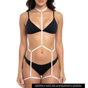 *Harness Corporal Com Cinta Liga (LS5121) - Branco - Tabuê Sex shop atacado - Produtos eróticos com preços de fábrica.