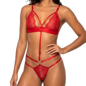 *Body em Renda -(LS5440) - Vermelho - Tabuê Sex shop atacado - Produtos eróticos com preços de fábrica.
