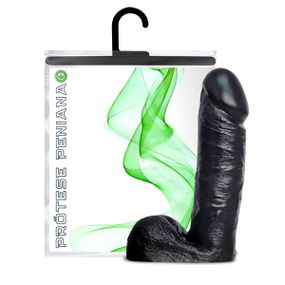 *Prótese 15x13 Com Escroto (M02303) - Preta - Tabuê Sex shop atacado - Produtos eróticos com preços de fábrica.
