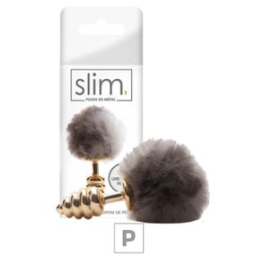 Plug De Metal P Com PomPom (MT046) - Marrom - Tabuê Sex shop atacado - Produtos eróticos com preços de fábrica.