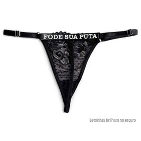Calcinha Preta Personalizada Treacy (ST118) - Fode Sua Puta - Tabuê Sex shop atacado - Produtos eróticos com preços de fábrica.