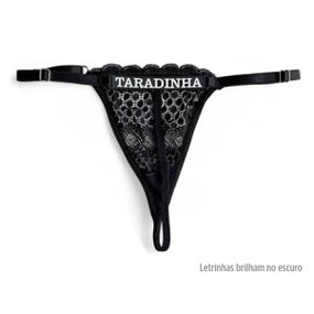 Calcinha Preta Personalizada Treacy (ST118) - Taradinha - Tabuê Sex shop atacado - Produtos eróticos com preços de fábrica.