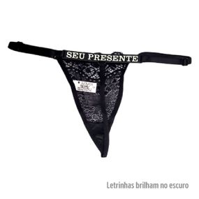 Calcinha Preta Personalizada Treacy (ST118) - Seu Presente - Tabuê Sex shop atacado - Produtos eróticos com preços de fábrica.