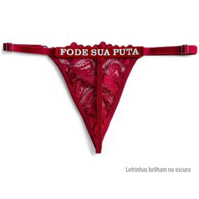 Calcinha Vermelha Personalizada Treacy (ST118) - Fode Sua Pu... - Tabuê Sex shop atacado - Produtos eróticos com preços de fábrica.