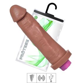 *Prótese 21x18cm Com Vibro Recarregável (VBR04701) - Bege - Tabuê Sex shop atacado - Produtos eróticos com preços de fábrica.
