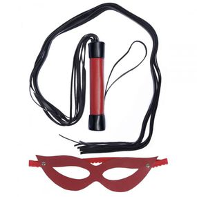 *Chicote 80cm + Máscara Dominatrixxx (DX771) - Vermelho - Tabuê Sex shop atacado - Produtos eróticos com preços de fábrica.