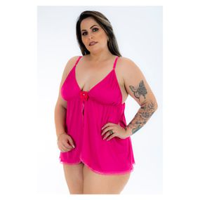 *Camisola Dantele Aberta Plus Size (PS2058) - Rosa - Tabuê Sex shop atacado - Produtos eróticos com preços de fábrica.