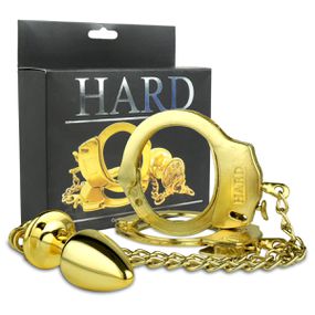 Kit Algema e Plug Cravejado P (HA146) - Dourado - Use Hard - Fabricante e Sex Shop especializada em prazer anal 