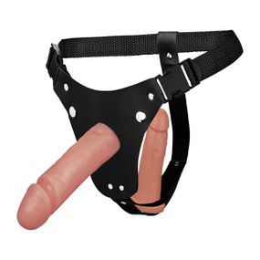 Cinta Dupla Invertida Com 2 Próteses (L181) - Bege - Use Hard - Fabricante e Sex Shop especializada em prazer anal 