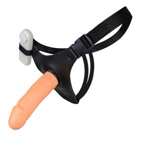 Cinta Com Prótese 15x13cm e Vibro (L215) - Bege - Use Hard - Fabricante e Sex Shop especializada em prazer anal 