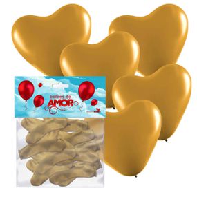 Balões do Amor Formato Coração 10un (ST836) - Dour... - Use Hard - Fabricante e Sex Shop especializada em prazer anal 